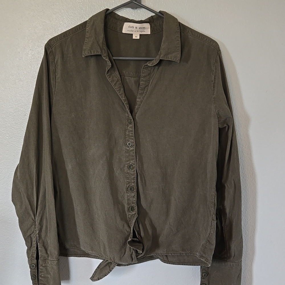 Anthropologie x Cloth & Stone | Olive Green Button Down Shirt Size Medium